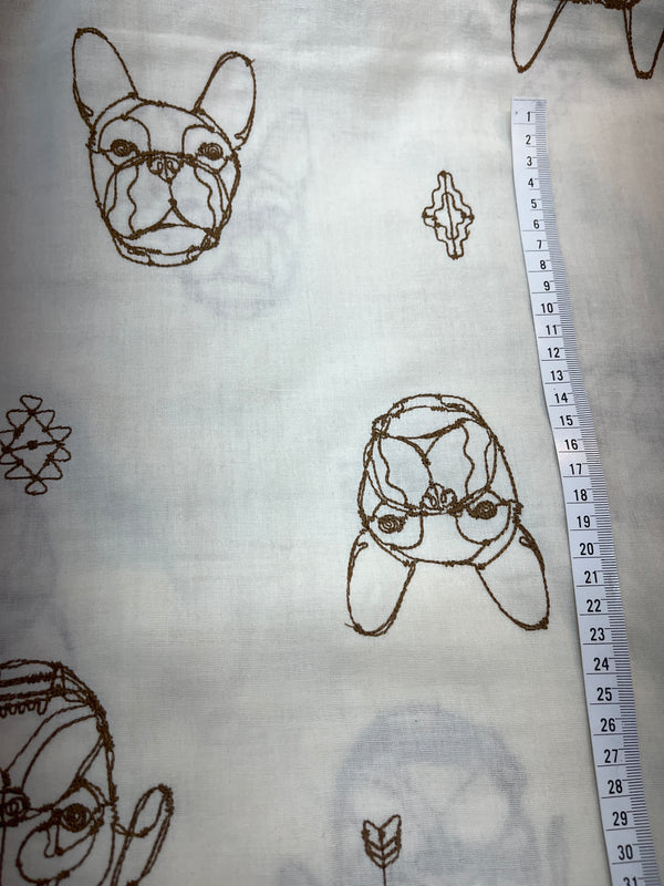 Hayu Embroidered Dogs by Manaba Ogwa Dogs - Kokka Fabrics