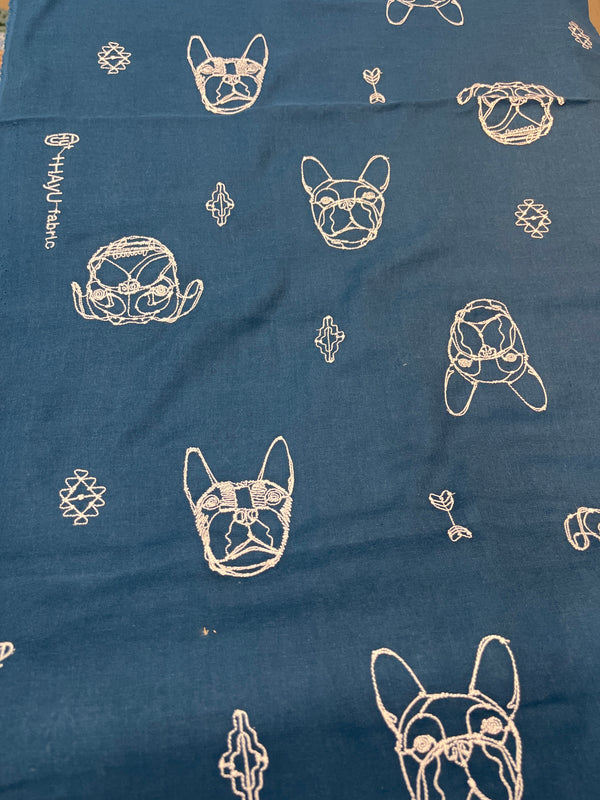 Hayu Embroidered Dogs by Manaba Ogwa Dogs - Kokka Fabrics