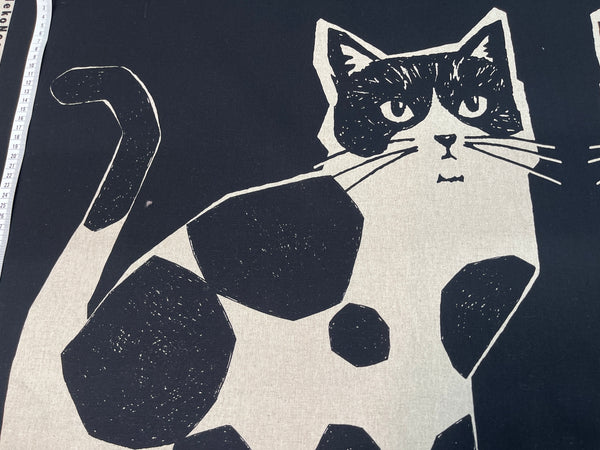 Echino Two Cats – NekoNoe by Etsuko Furuya | Cotton Linen Canvas