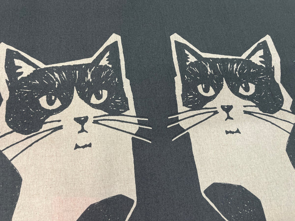 Echino Two Cats – NekoNoe by Etsuko Furuya | Cotton Linen Canvas