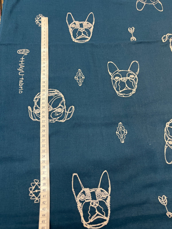 Hayu Embroidered Dogs by Manaba Ogwa Dogs - Kokka Fabrics