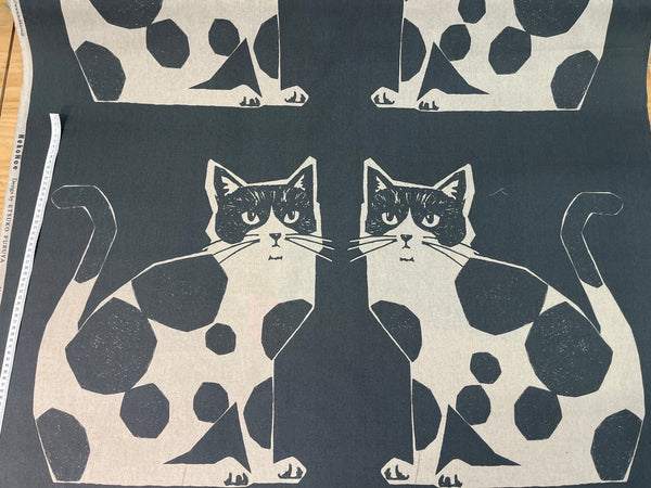 Echino Two Cats – NekoNoe by Etsuko Furuya | Cotton Linen Canvas