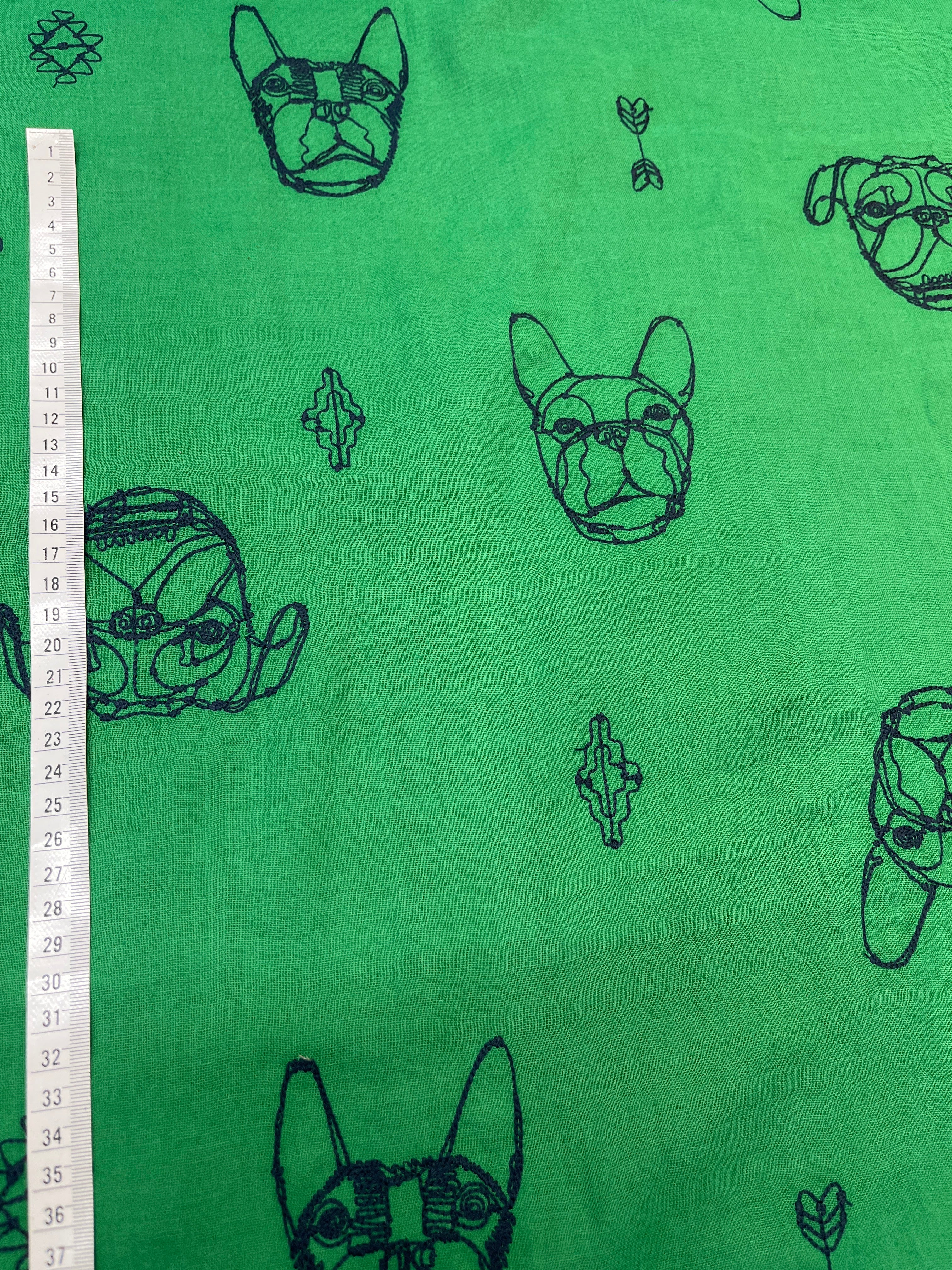 Hayu Embroidered Dogs by Manaba Ogwa Dogs - Kokka Fabrics
