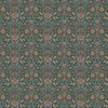 Patterned fabric with floral design on a blue background