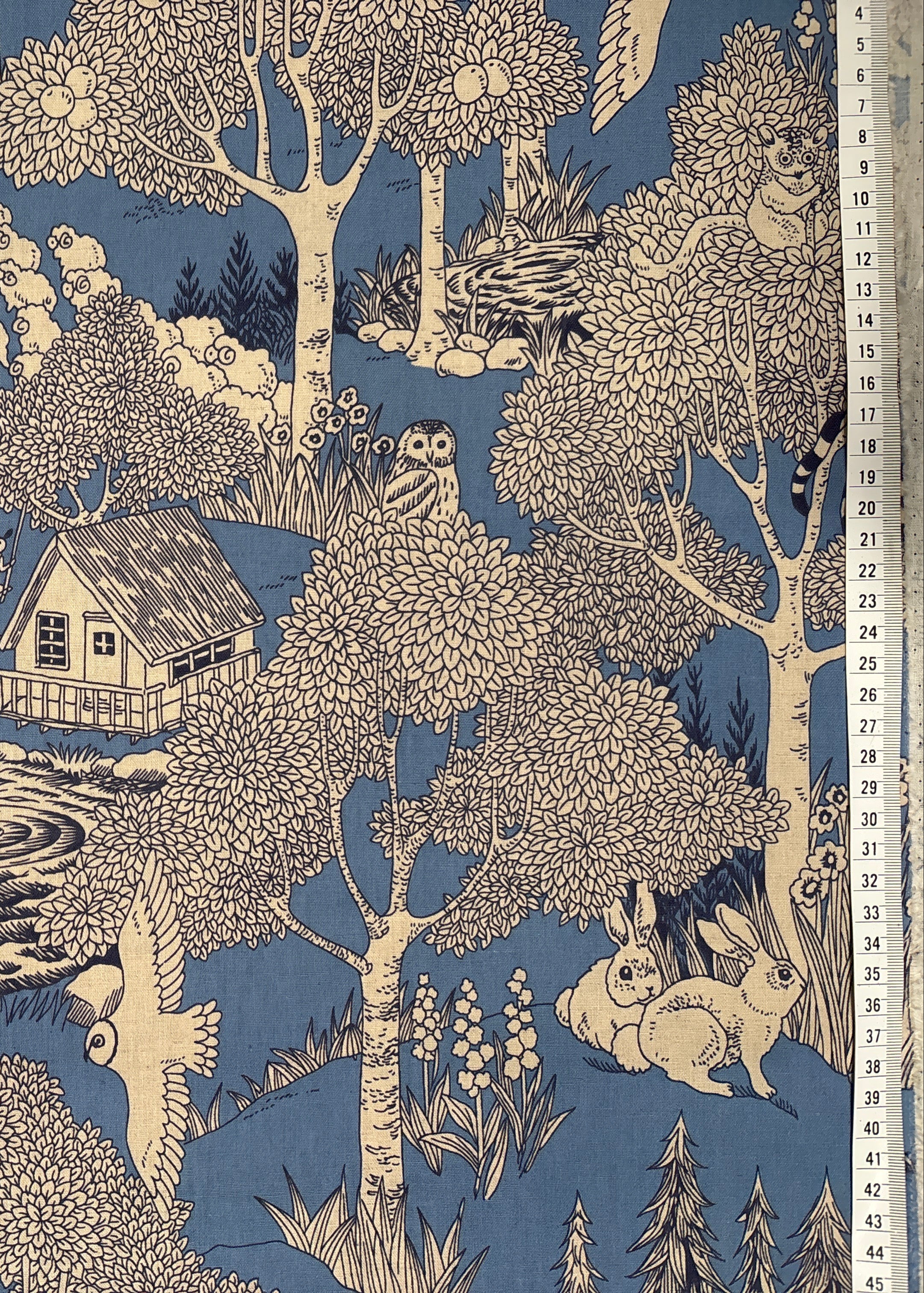 Kokka fabric EGX-8502 3 A12 Blue Forest scene