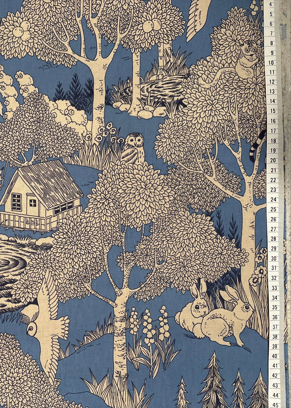 Kokka fabric EGX-8502 3 A12 Blue Forest scene