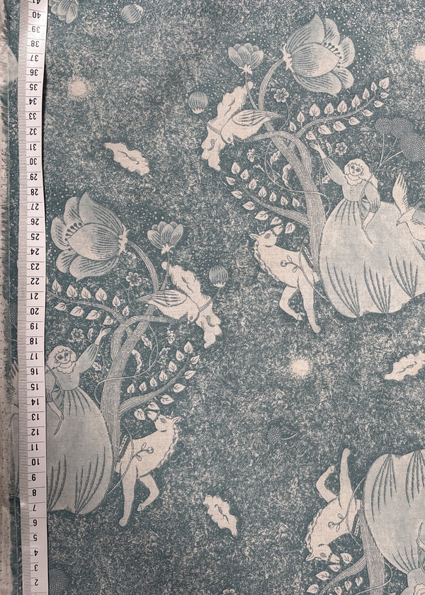 Kokka Fabric EGX 9230 3 D22 Green Ladies Unicorns